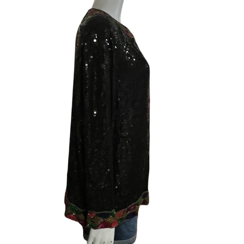 Eve's Allure Vintage Womens Natural Silk Sequins Beaded Jacket Size 1X - Picture 5 of 11